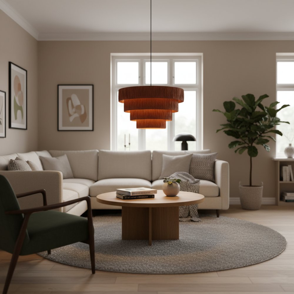 Plafonnier raphia Cannelle | Collection SAMBAVA