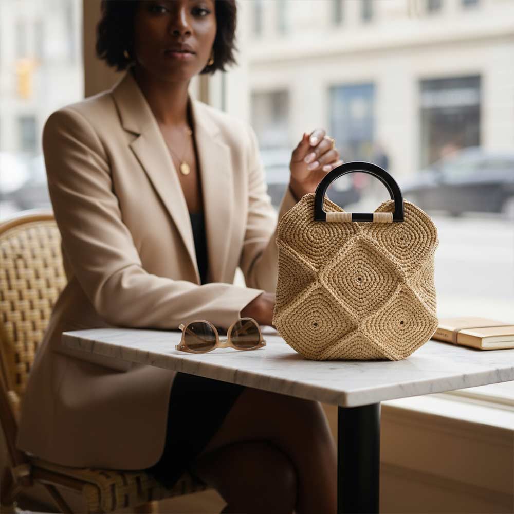 Sac à main en raphia Naturel fait main | Collection Antananarivo