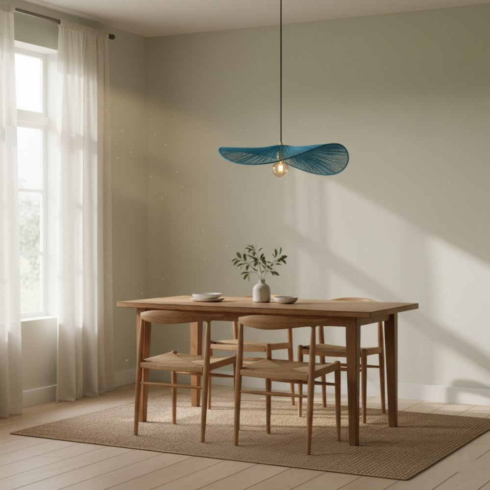 Suspension en corde naturelle bohème chic Bleu Lagon | Collection MANAKARA