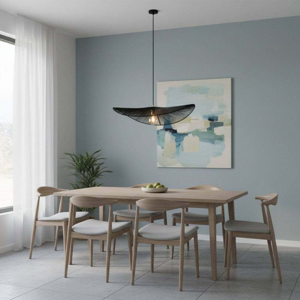 Suspension en corde naturelle bohème chic Noir | Collection MANAKARA