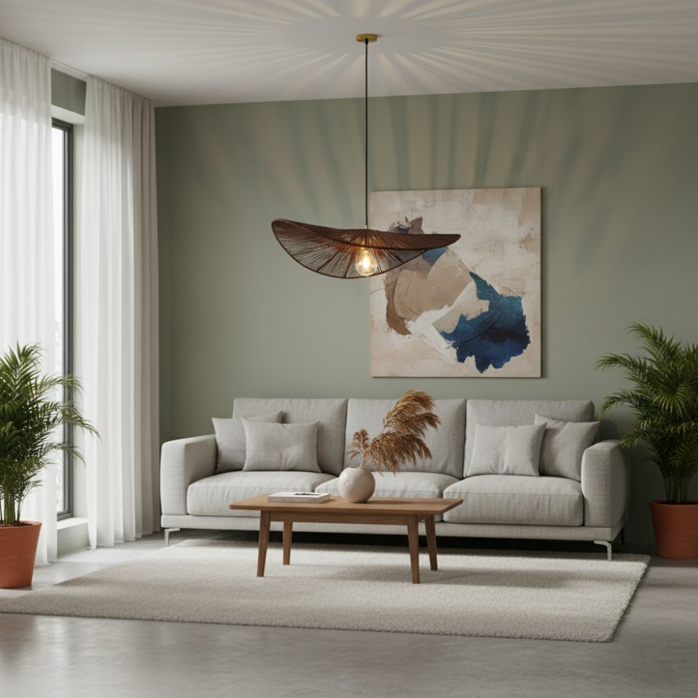 Suspension en corde naturelle bohème chic Chocolat | Collection MANAKARA