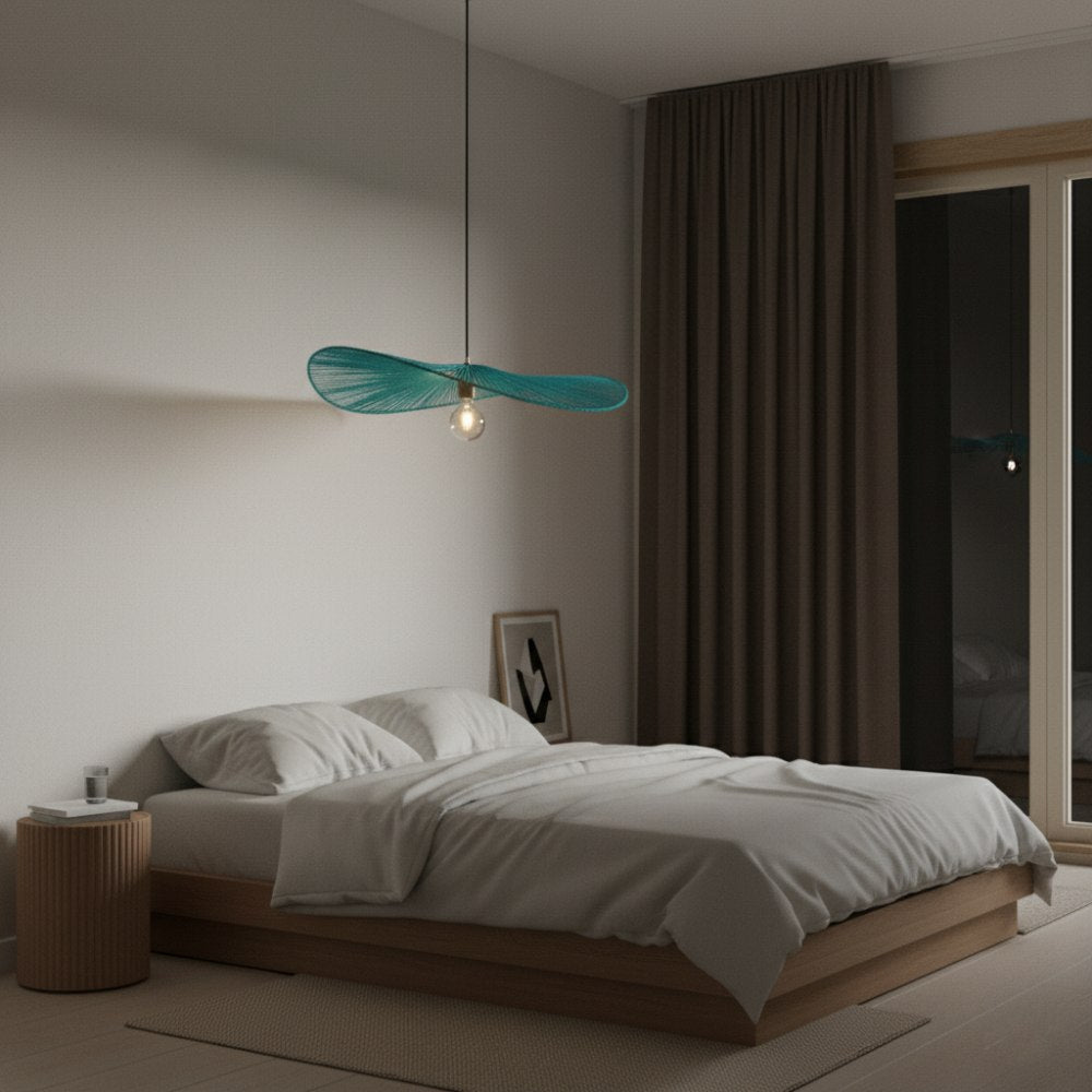 Suspension en corde naturelle bohème chic Turquoise | Collection MANAKARA